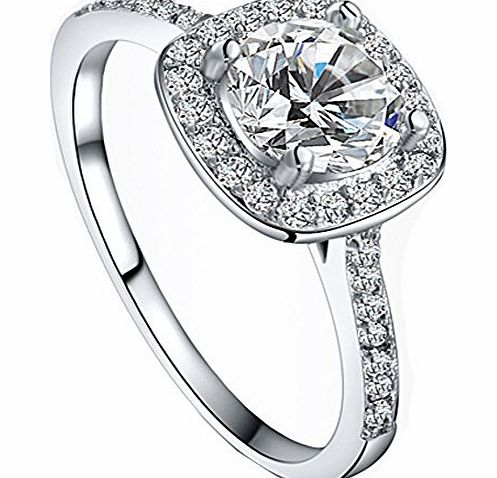 ANDI ROSE Fashion Jewelry 18K White Gold Crystal Rhinestones Wedding Bands Engagement Rings (Silver, O)