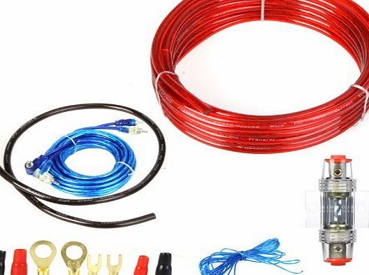 1500W Car Audio Wire Wiring Amplifier Subwoofer Speaker Installation Kit 8GA Power Cable 60 AMP Fuse Holder