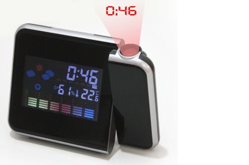 Digital LCD Screen LED Projection Projector Alarm Clock With Weather Station