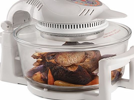 12 LTR Premium White Digital Halogen Oven Cooker With Hinged Lid + Easily Replaceable Spare Bulb + 2 YEAR WARRANTY + 128 page Recipe Book - Complete with Extender Ring (Up to 17 Litres),