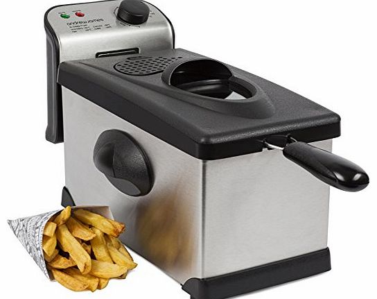 Andrew James Easy Clean 3L Stainless Steel Deep Fat Fryer - Includes Recipes And 2 Year Warranty