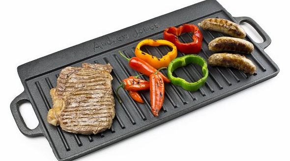 Non-Stick Cast Iron Reversible Griddle Pan Ideal For BBQ And Outdoor Cooking By Andrew James