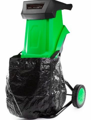 Andrew James Powerful 2400 Watt Garden Shredder Mulcher With 45 Litre Collection Bag And Ear Protectors - Includes 2 Year Warranty