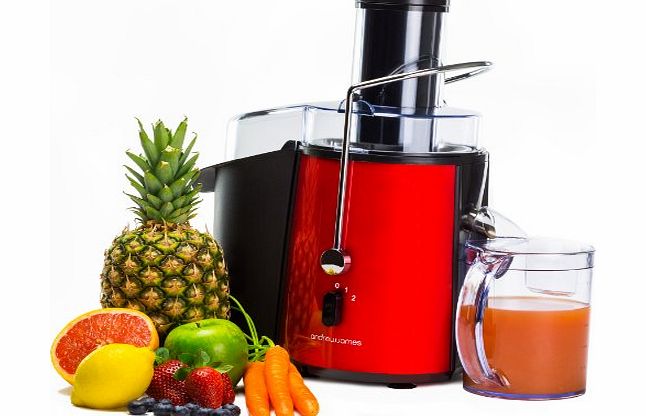 Andrew James Professional Whole Fruit Power Juicer In Stunning Red, Includes 2 Year Warranty, Juice Jug And Cleaning Brush