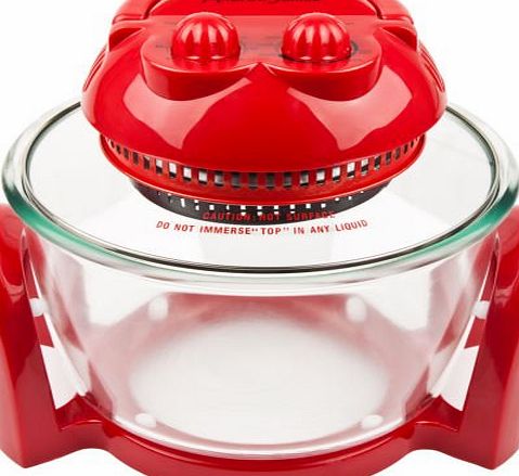 Red 7 Litre Premium Halogen Oven including extender ring (up to 10 litres), baking and steamer trays, lid holder + 128 recipe book + an extra easily spare replaceable bulb + 2 Year Warran