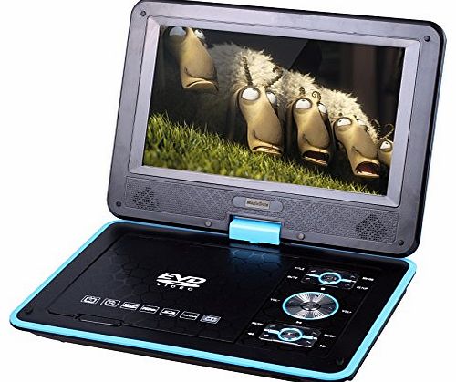 9.5`` Swivel Screen Handheld Portable DVD Player Remote Control Car Adapter DVD VCD CD SD MP3 MP4 USB TV Game (Blue)