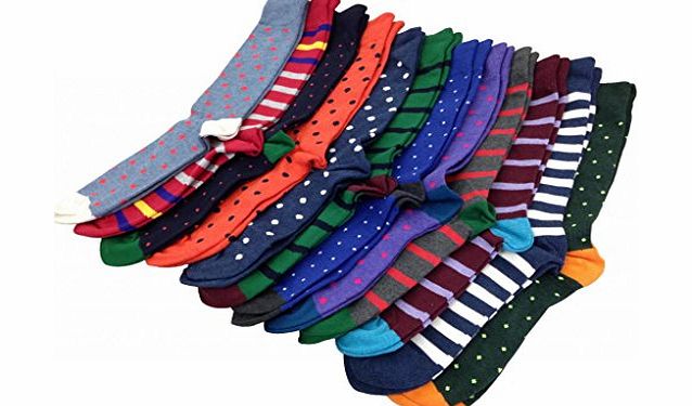 Angelina for Men Mens Fancy Cotton Dress Socks, Pack of 6 Pairs Assorted Colorful Stripes