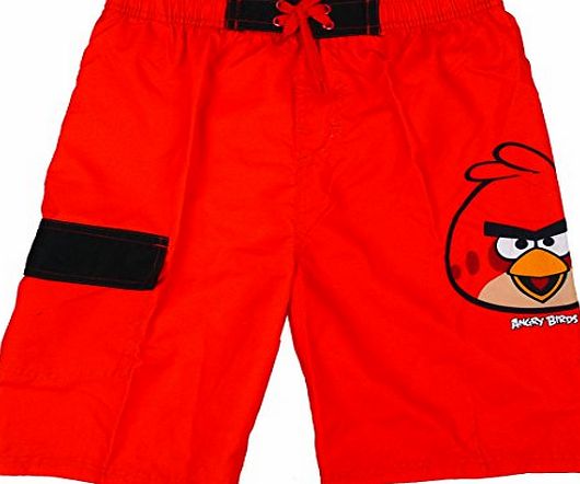 Angry Birds Boys Angry Birds Lined Swimming Shorts Swim Boxer 7-8 Years Red