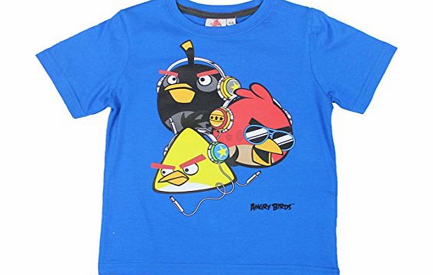 Angry Birds : Boys Short Sleeve T-Shirt (5-6 Years (up to 116 cm), Blue)