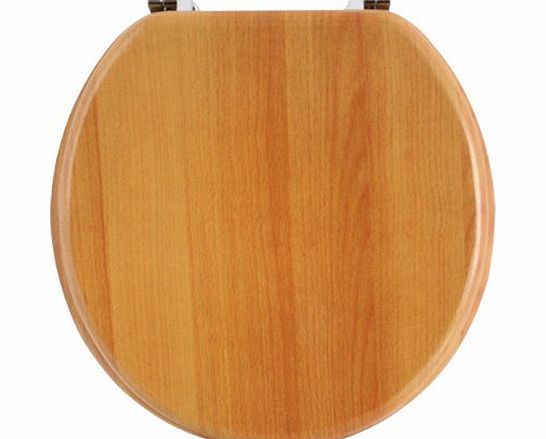 Anika Antique Pine Effect Toilet Seat with Chrome Plated Hinges