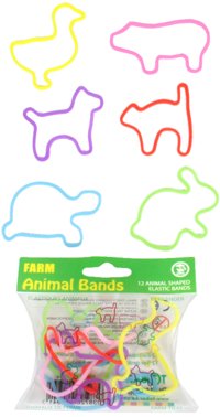 Animal Bands - 12 Farm/Pet Shaped Elastic Bands