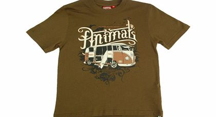 Animal Boys Boys Animal Cadda Crew Printed T-Shirt. Dark Earth