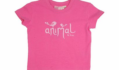 Girls Animal Daya Crew Printed T-Shirt. Azalea