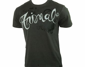 Animal Mens Mens Animal Burly Crew Printed T-Shirt. Raven