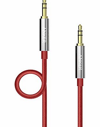 Anker 3.5mm Nylon Braided Auxiliary Audio Cable (4ft / 1.2m) Tangle-Free AUX Cable for Beats Headphones, iPods, iPhones, iPads, Home / Car Stereos and More (Red)