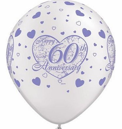 Anniversary Happy 60th Diamond Wedding Anniversary 11`` Latex Balloons x 5