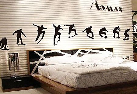 Anself Skateboard Sports Cool Life Simple Black DIY Wall Stickers Wallpaper Art Decor Mural Room Decal