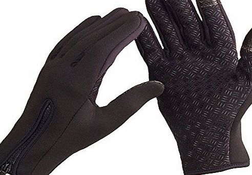 Anself Snowboard Riding Cycling Bike Skiing Sports Gloves Outdoor Windproof Winter Thermal Warm Touch Screen Silicone Palm Unisex(Black-M)