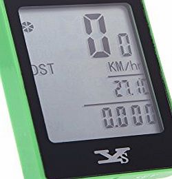 Anself Wireless Bike Bicycle Cycling Computer Odometer Speedometer Touch Button LCD Backlight Backlit Water-resistant Multifunction Green