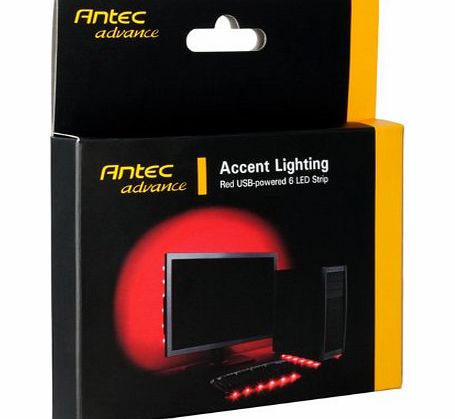 Antec Advance Accent Lighting 6 Red LED USB Powered Strip