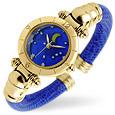 Accademia - Moon and Stars Blue Leather Gold Plated Cuff Watch