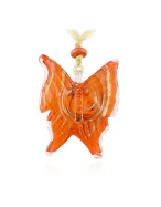 Antica Murrina Veneziana Butterfly Murano Glass Pendant w/Silk Ribbon Lace