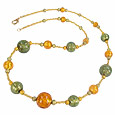 Carmen - Gold & Green Murano Glass Necklace