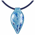 Diana - Light Blue Murano Glass Leaf Pendant
