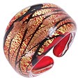 Laguna - Red- Gold & Black Murano Glass Ring