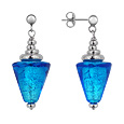 Manila - Blue Murano Glass and Silver Earrings