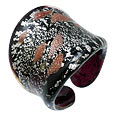 Antica Murrina Veneziana Marea - Black and Silver Murano Glass Ring
