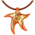 Minerva - Orange Murano Glass Starfish Pendant