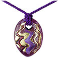 Ostrica - Purple/Gold Murano Glass Pendant w/lace