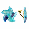 Tosca - Turquoise Murano Glass Starfish Clip-on Earrings