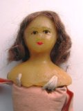 Antique c1900 11.5` Wax doll with cloth body