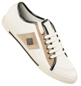 White Leather and Material Trainers