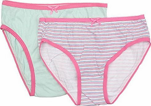 Anucci 2 Pk Girls L.Green & Stripe Bikini Briefs Age 2-3 BR227