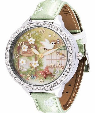 Any Themed Watch Oh My Lady* Green Innovative 3D Miniature, Flowers, Butterflies, Birds, Secret Garden Themed High Qaulity Waterproof Watch with GENUINE LEATHER Strap 