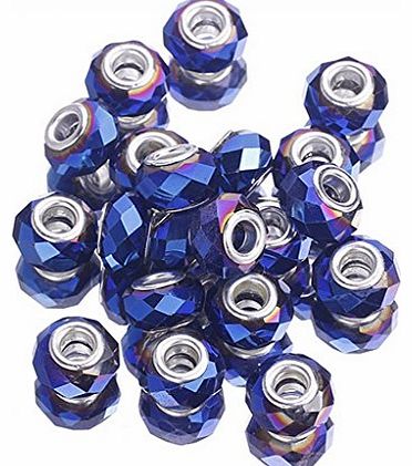 EOZY 20pcs Royalblue Faceted Crystal Glass Jewellery Spacer Loose Beads Fit Charms Bracelet