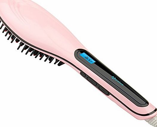 Apalus Brush Hair Straightener, Anion Hair Care, Anti Scald, Zero Damage,Pink