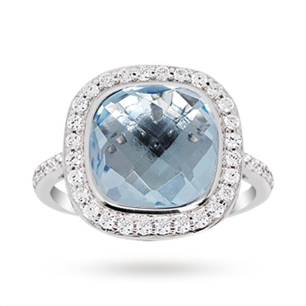 APM Monaco Sterling Silver Ring With Blue Topaz