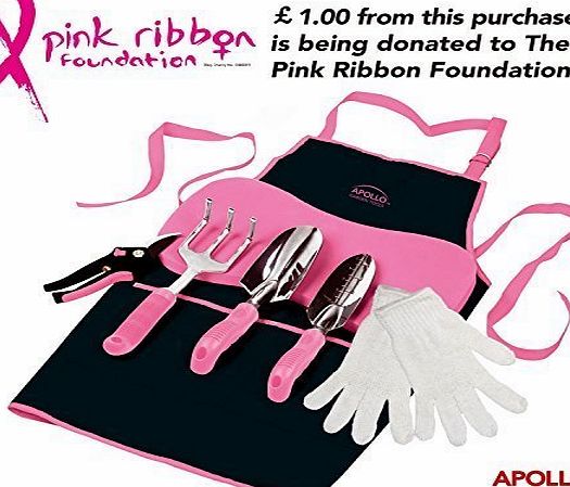 apollo precision tools Apollo 7 Piece Pink Garden Tool Kit with Pruners, Hand Trowel, Narrow Trowel, Hand Rake, Apron, Gloves and Knee Pad. Cast-aluminium Alloy Trowel amp; Rake Heads Never Rust Giving Lasting Value - Grea