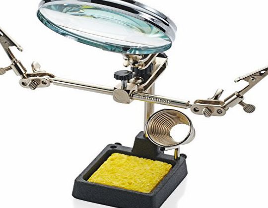 apollo precision tools Apollo Helping Hands with Large Magnifier, 2 Rotating Alligator Clips, with Sturdy Cast Iron Soldering Stand