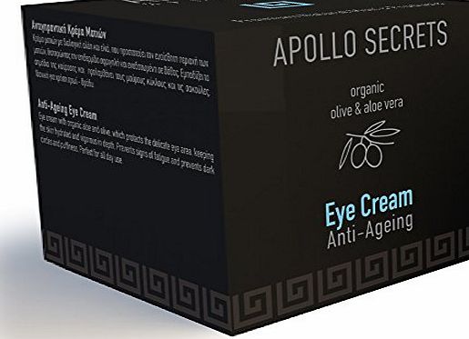 Apollo Secrets Anti Ageing Eye Cream For Men - 40ml - By Apollo Secrets Natural Cosmetics - Reduces Dark Circles, Eye Bags, Puffy Eyes, Fine Lines, Crows Feet, Wrinkles, Puffiness - Especially Developed For Men - FR