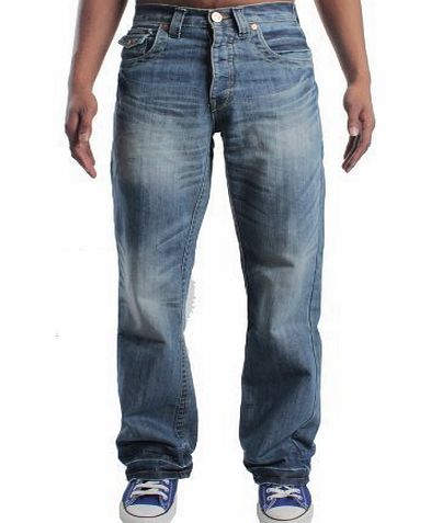 APT Jeans Mens Branded Designer Boot Cut Light Wash Jeans, A42 Waist 28 - 48 (36 Short Leg, Light Wash)