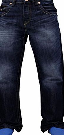 APT Mens Boys APT Designer Boot Cut Denim Jeans Trousers Light amp; Dark Wash All Sizes[Dark Wash,40,32`` = Regular Leg]