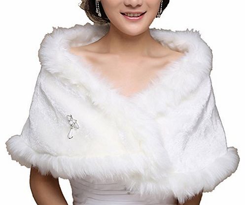 Womens Faux Fur Warm Dress Shawl for Winter Weddings Style 3