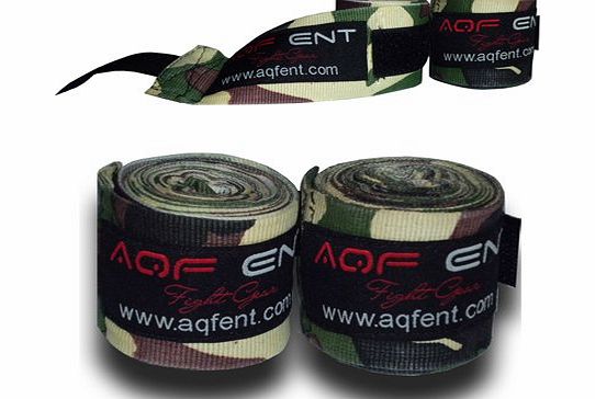 AQF Boxing Hand Wraps Bandages Inner Gloves Mma Muay Thai Camo Polyester (Green Camo Wraps)