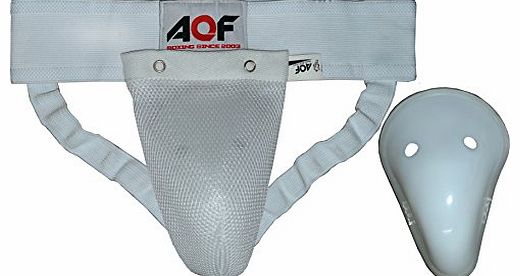 AQF Groin Guard Box Protector,Abdo Safety mma Cup UFC Boxing white - Size Small, Medium, Large, X-Large (Small)