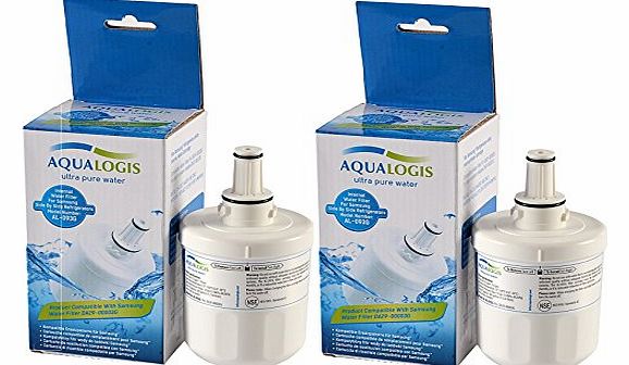 Aqualogis 2 x AL-093G Refrigerator Water Filter Compatible with Samsung DA29-00003G (in blue box not green)